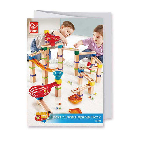 Hape marmor bane træ - 128 dele træ marmor bane med spiraler, klokke og 40 kugler, fra 3 år