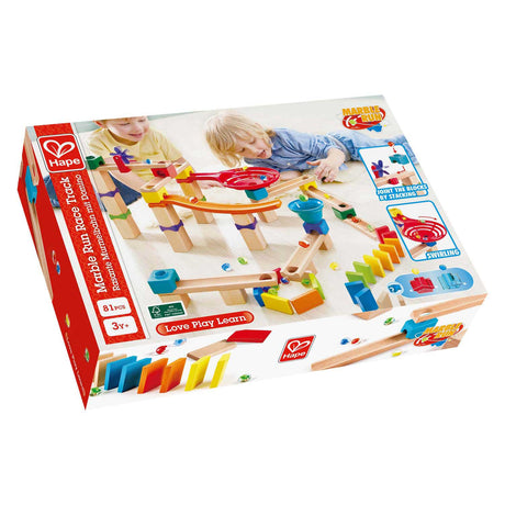 Hape marmorbane med domino - rasante marmorbanebyggesæt 81 stk, 3 år+
