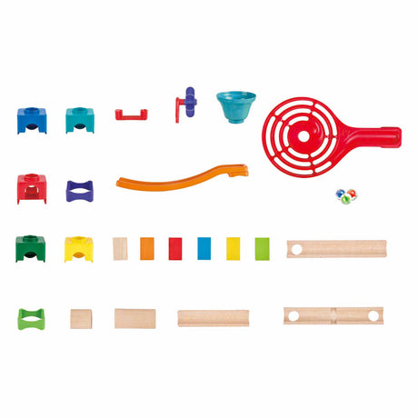 Hape marmorbane med domino - rasante marmorbanebyggesæt 81 stk, 3 år+