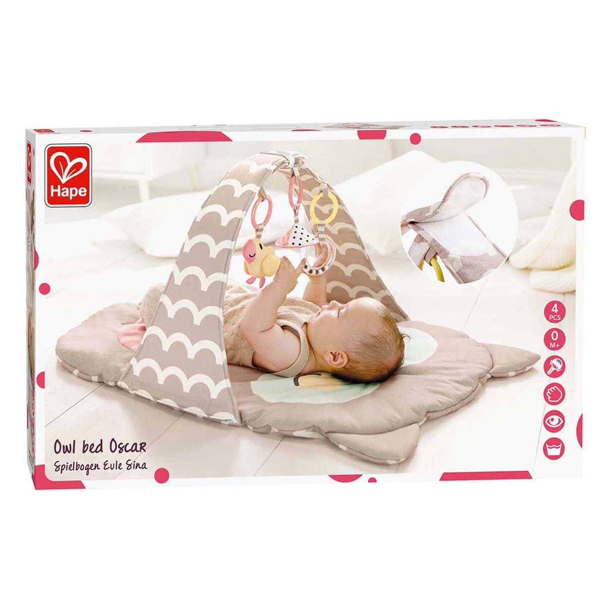 Hape play arch owl sina - babygym med rangle, spejl og bidering, fra 0 måneder