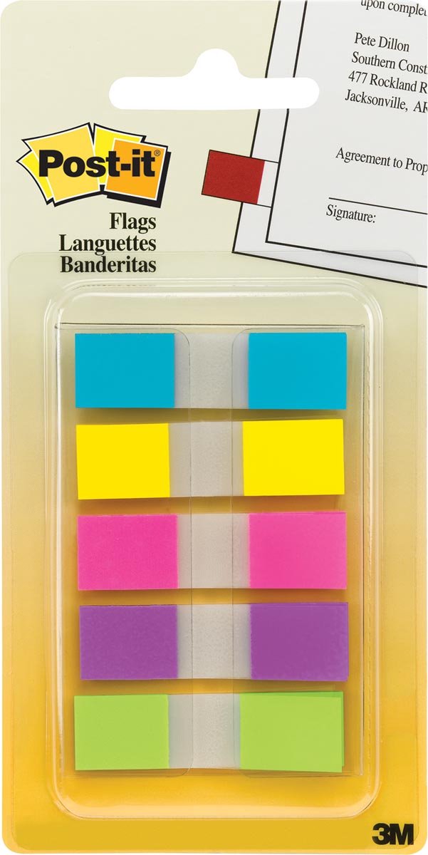 Post-it indeksfaner 6835 11,9x43,1mm 3+2 assorteret