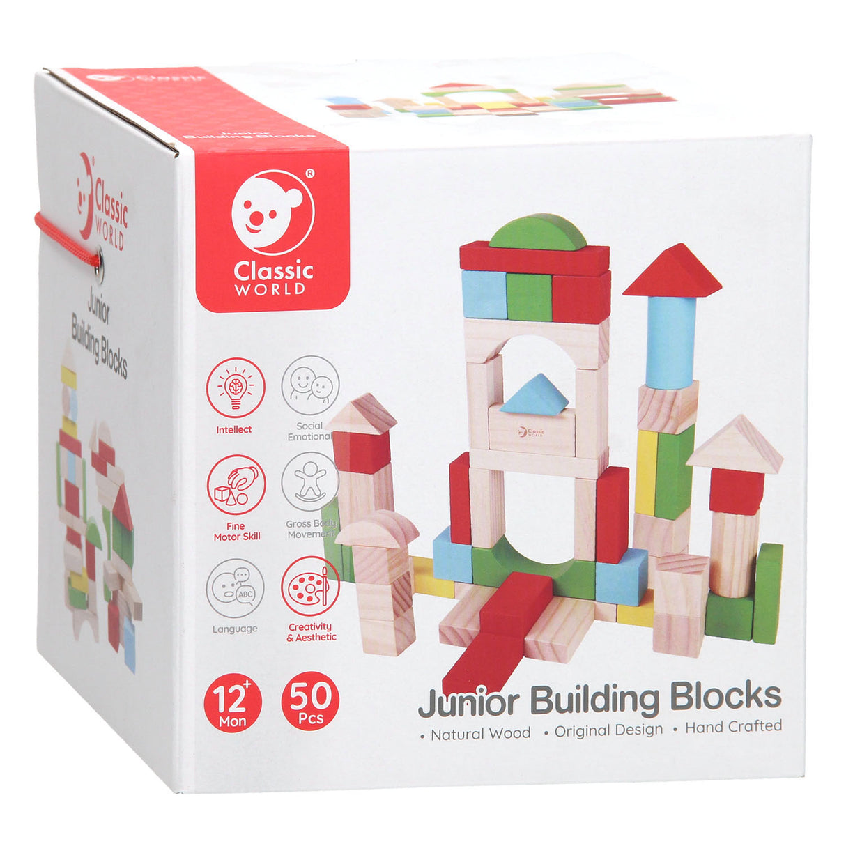 Klassiske verdens træklodser junior, 50 stk.