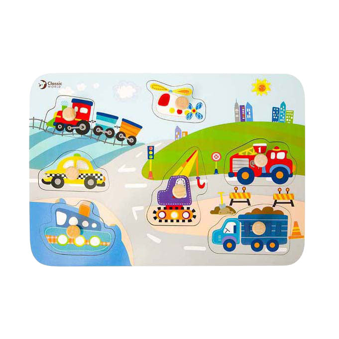 Klassisk World Wooden Nick Puzzle Traffic, 8 ..