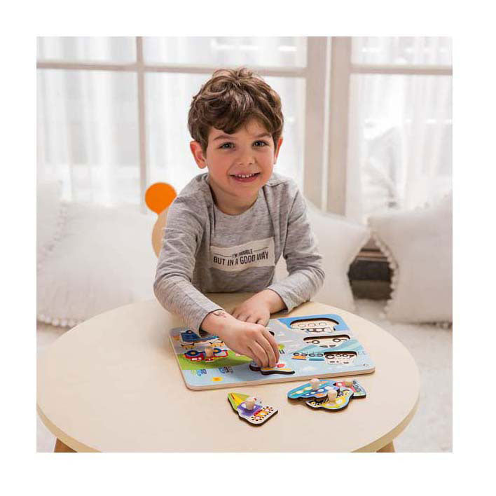 Klassisk World Wooden Nick Puzzle Traffic, 8 ..