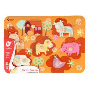 Klassisk World Wooden Stud Puzzle Farm