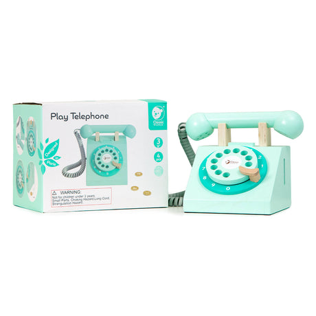 Klassisk verden træ retro telefon turkis