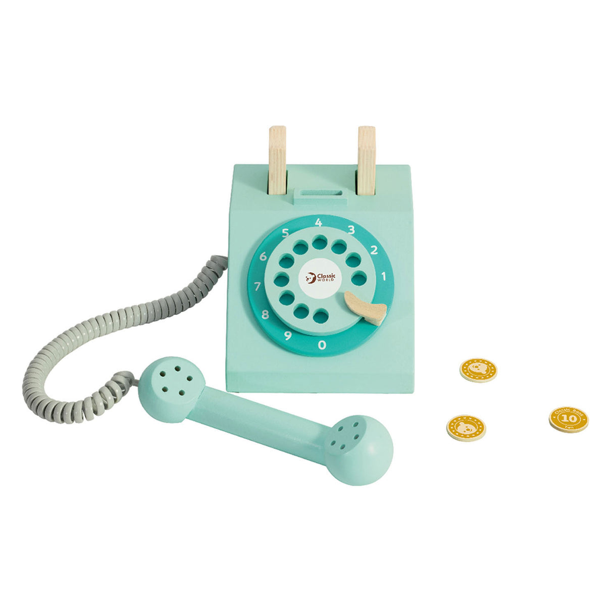 Klassisk verden træ retro telefon turkis