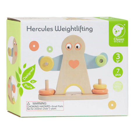 Klassisk verdens trævægt Hercules pædagogisk legetøj 7-delt.