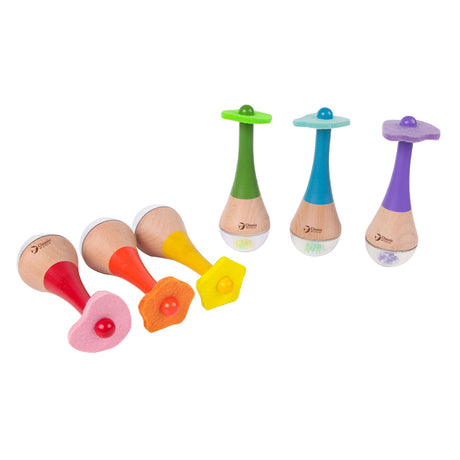 Klassisk verdensrangle 2 i 1 træ regnbue maracas instrument 1 stk. - uni
