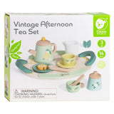 Klassisk World Wooden Vintage Tea Set med bakke, 14dlg.