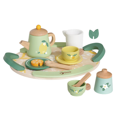 Klassisk World Wooden Vintage Tea Set med bakke, 14dlg.