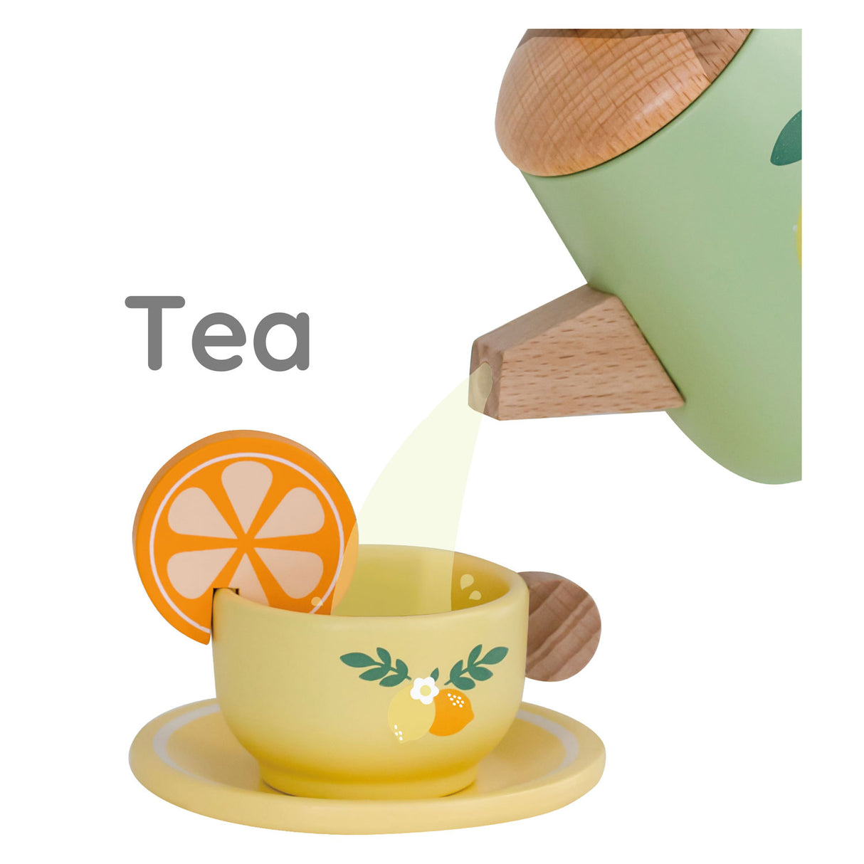 Klassisk World Wooden Vintage Tea Set med bakke, 14dlg.