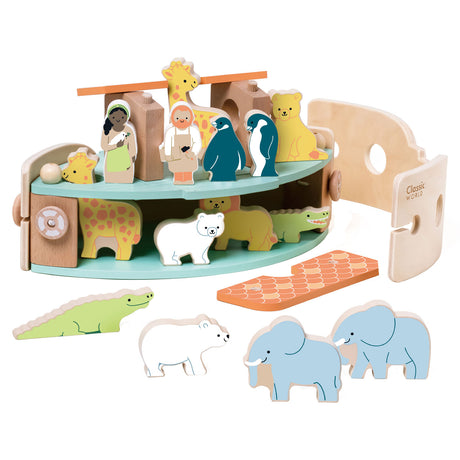 Klassisk verdenstræ Noah's Ark bådebyggesæt med dyr, 16 stk.