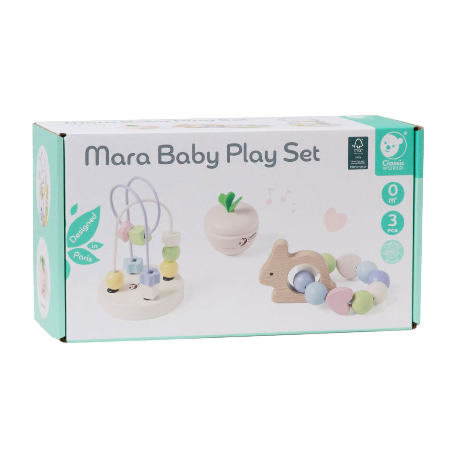 Klassisk World Wooden Baby Play Set Mara, 3 stykker.