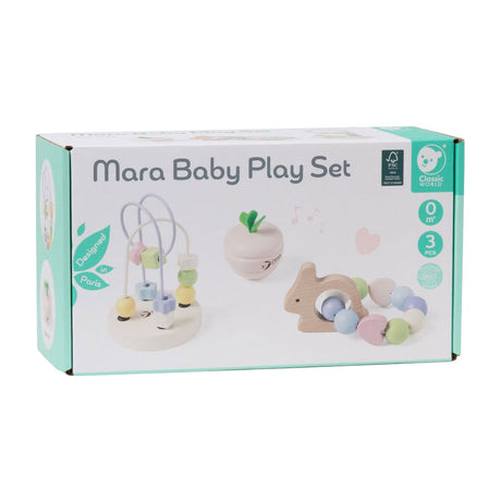 Klassisk World Wooden Baby Play Set Mara, 3 stykker.