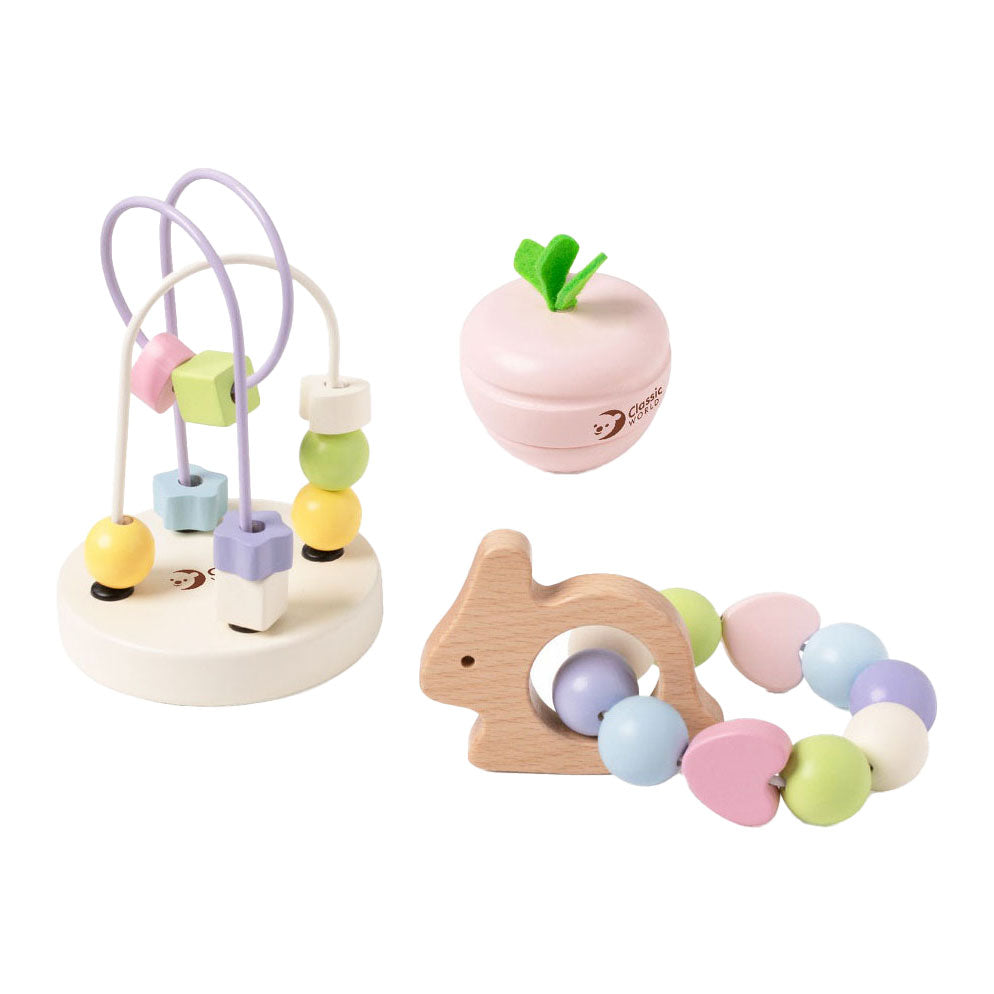 Klassisk World Wooden Baby Play Set Mara, 3 stykker.