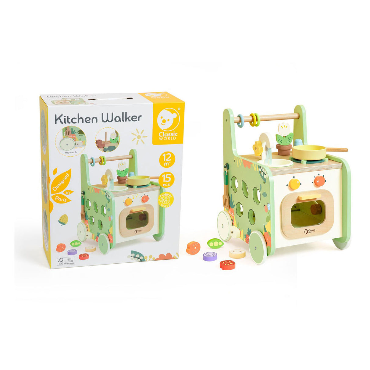 Klassisk World Wood Trolley Kitchen, 15 stykker.