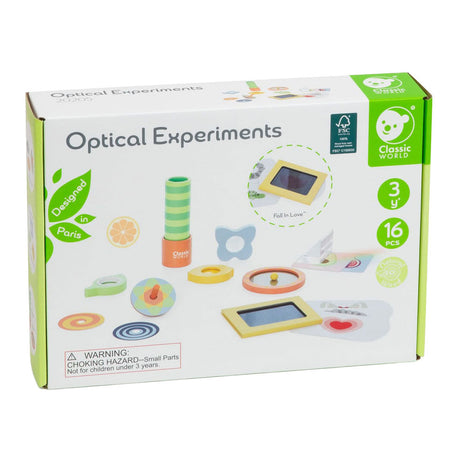 Lobbes toys bv classic world optiske eksperimenter legesæt i træ, 16 stk.