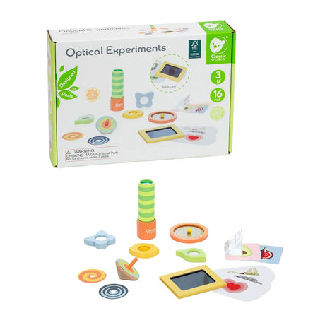 Lobbes toys bv classic world optiske eksperimenter legesæt i træ, 16 stk.