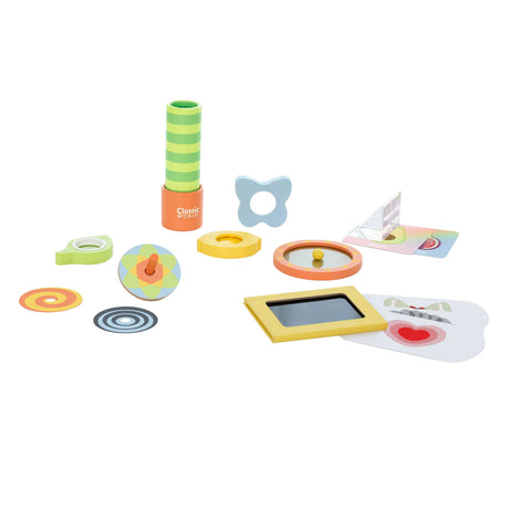 Lobbes toys bv classic world optiske eksperimenter legesæt i træ, 16 stk.