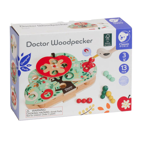 Klassisk World Doctor Word Pecker Wooden Catching Game, 13 pcs,