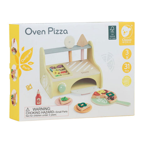 Klassisk verdens pizzaovn legesæt i træ, 7 stk.