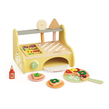 Klassisk verdens pizzaovn legesæt i træ, 7 stk.