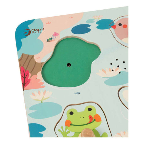 Classic world houten noppenpuzzel poel met geluid