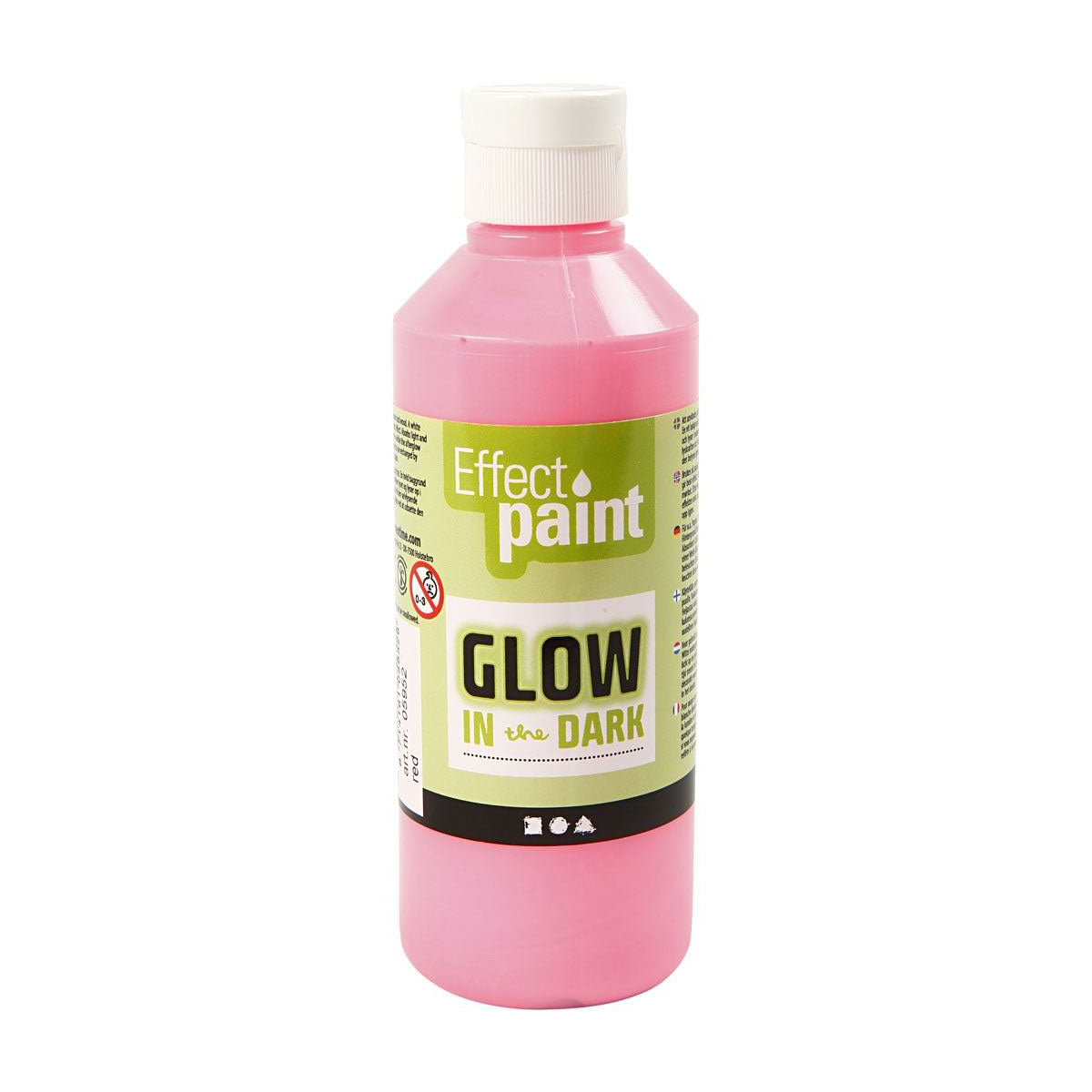 Creativ company glow in the dark maling - lys rød, 250ml