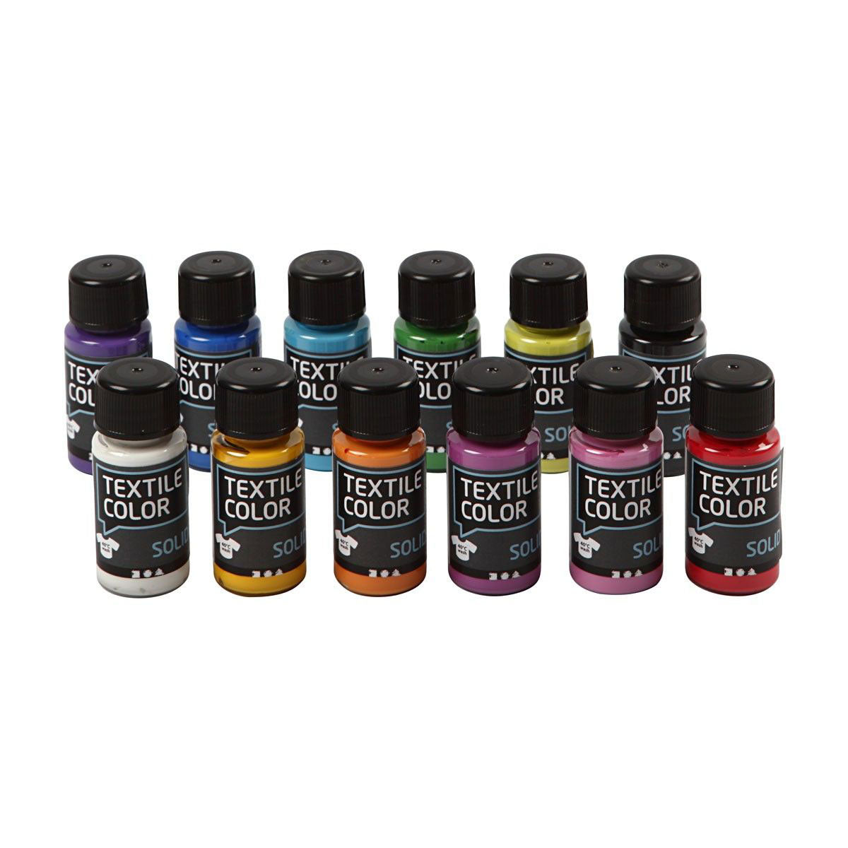 Creativ company uigennemsigtig tekstilmaling - sæt med 12 farver, 50ml