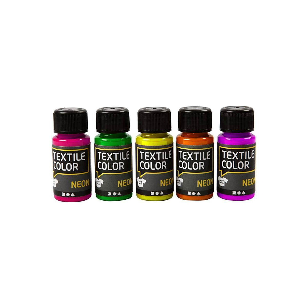 Creativ company neon tekstilmaling - sæt med 5 farver, 50ml