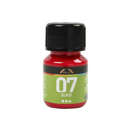 A-farvet glas permanent glasmaling - rød, 30ml