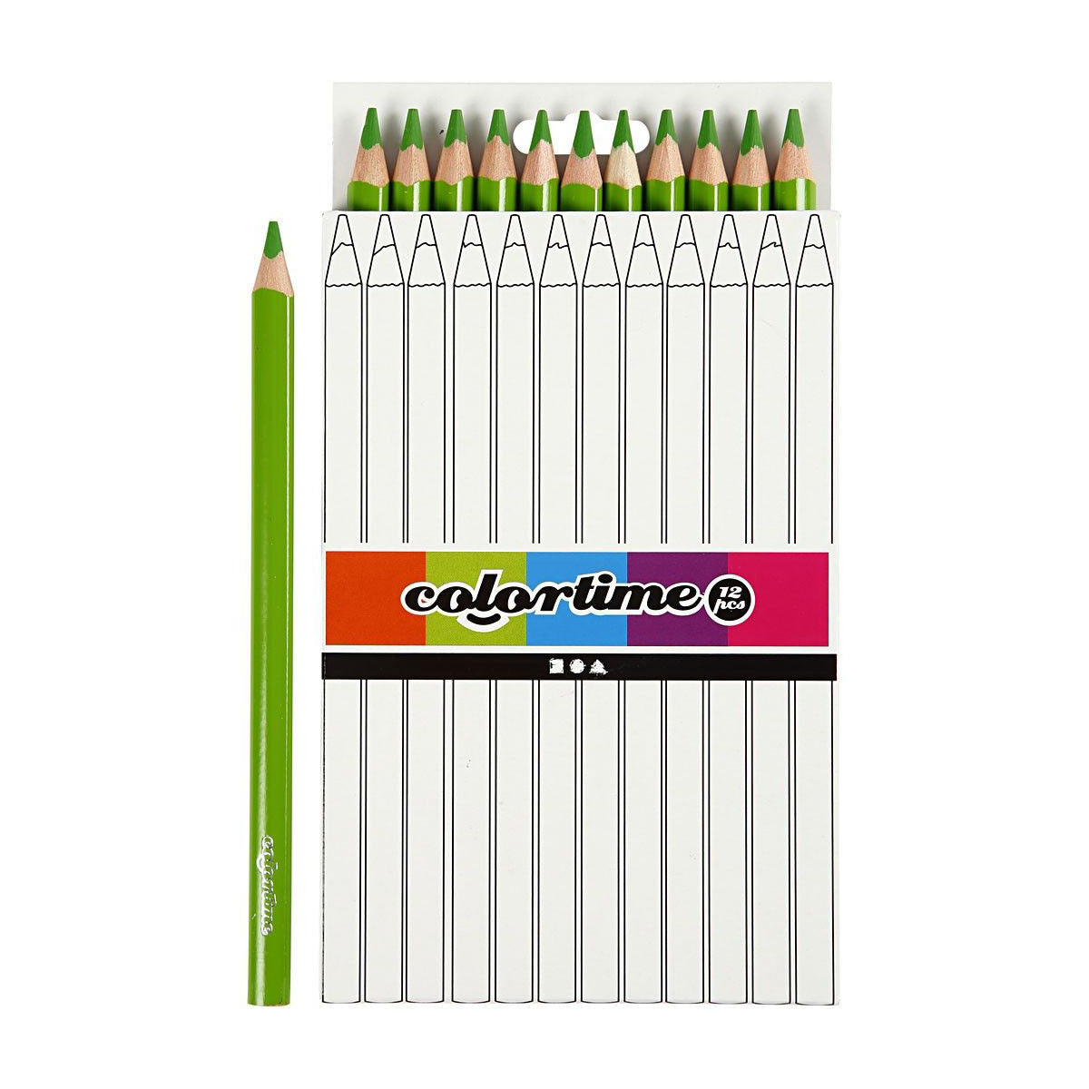 Creativ firma trekantede jumbo farveblyanter - lysegrøn, 12 stk.