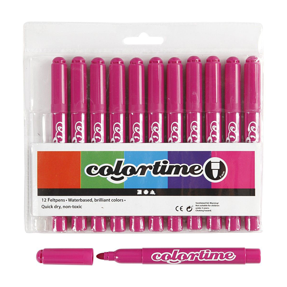 Creativ firma pink jumbo tuscher, 12 stk.