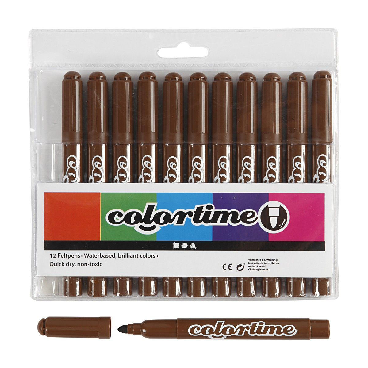 Creativ firma brune jumbo tuscher, 12 stk.