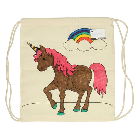 Creativ company color your own cotton gym bag unicorn