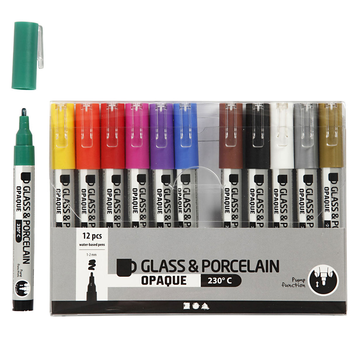 Creativ virksomhed https: www.cchobby.nl glas-porcelænsmarkører-linjetykkelse-1-2-mm-semi-opaque-diverse-colors-12-piece-1-box