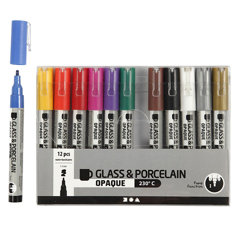 Creativ virksomhed https: www.cchobby.nl glas-porcelænsmarkører-linjetykkelse-1-2-mm-semi-opaque-diverse-colors-12-piece-1-box