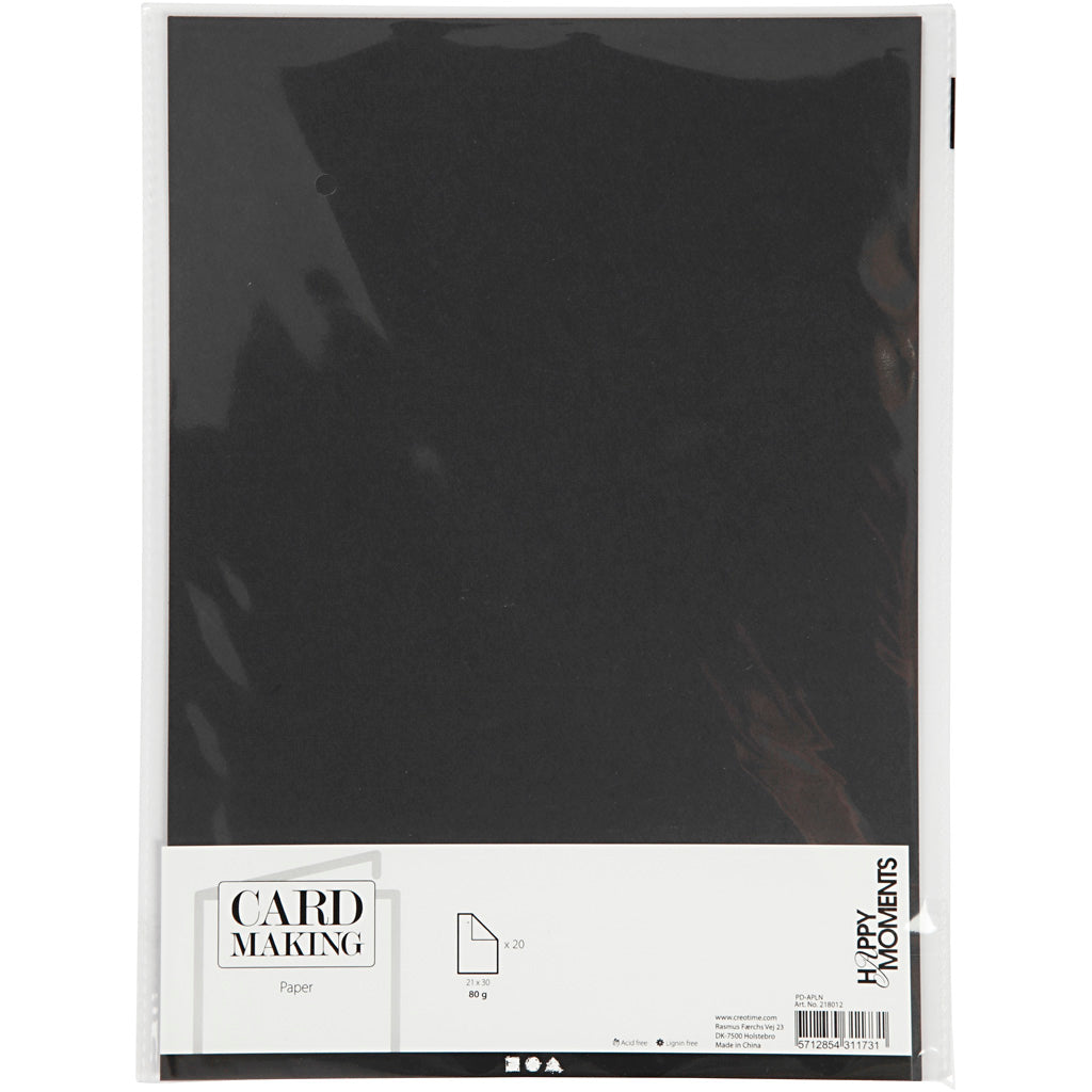 Creativ firmapapir sort a4 80gr, 20 stk.