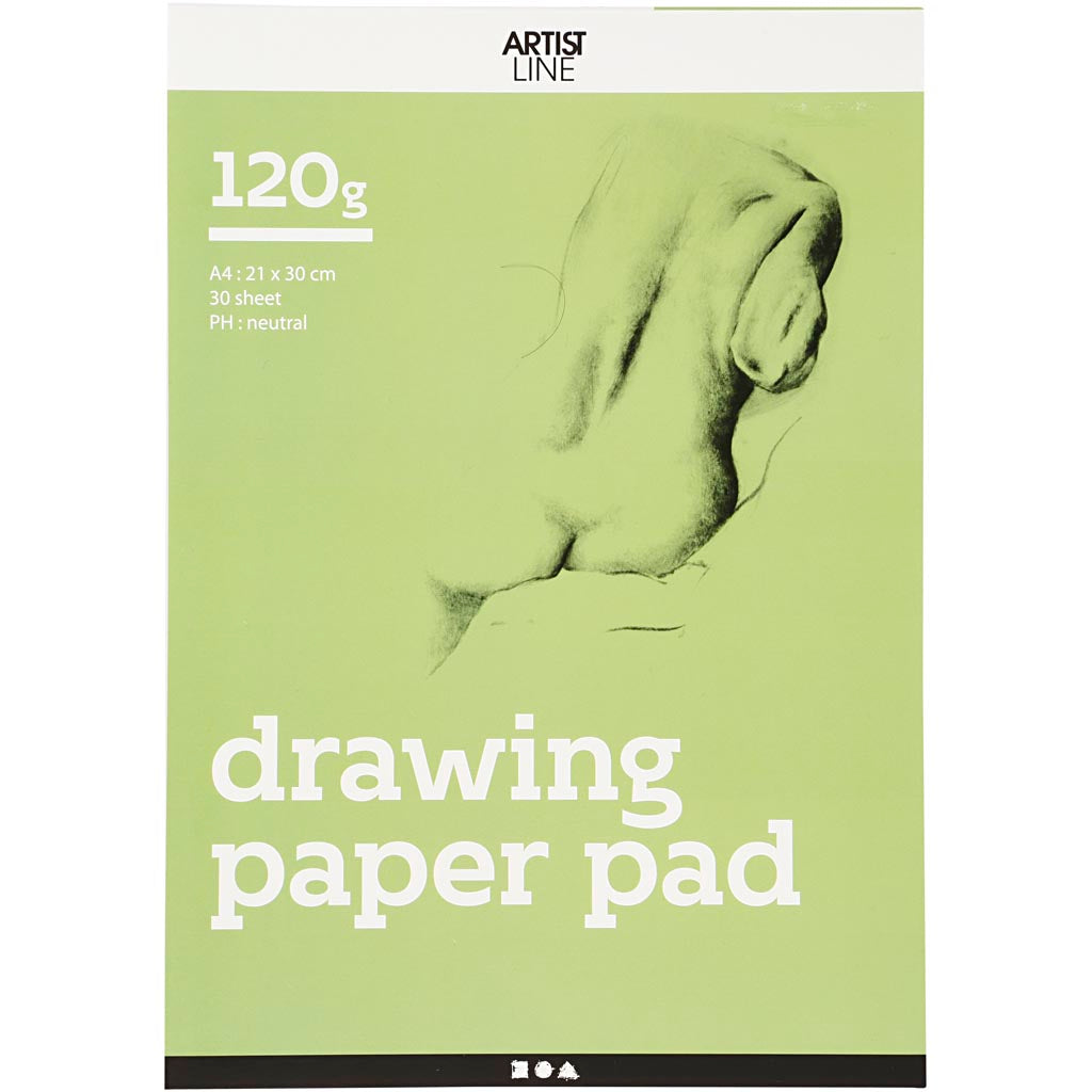 Creativ firma tegneblok hvid a4 120gr, 30 ark