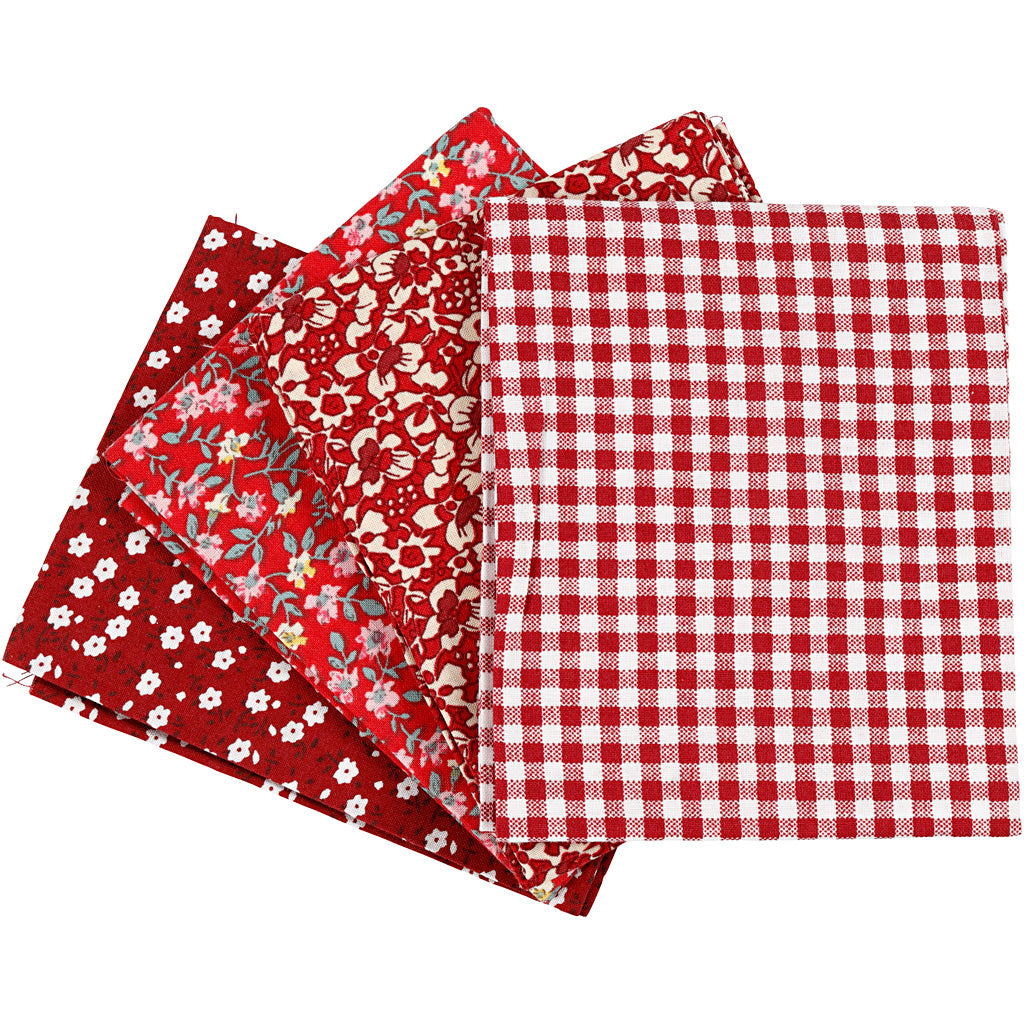 Creativ firma patchwork stof rød 45x55cm, 4 stk.