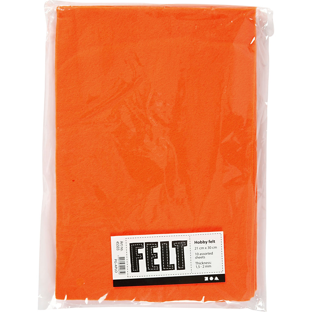 Creativ firma hobbyfilt orange A4, 10 ark