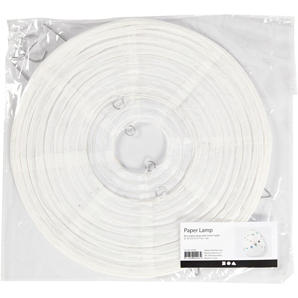 Creativ company rispapir lampe hvid dråbe, 27cm