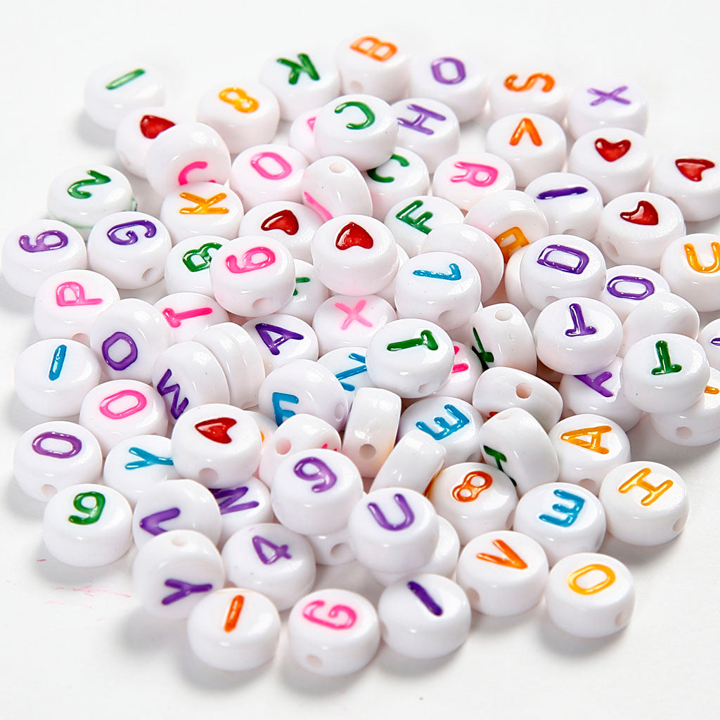 Creativ virksomhed https: www.cchobby.nl letterbeads-size-7-mm-holesize-1-2-mm-approx-200-piece-white-25-gr-1-box-699070