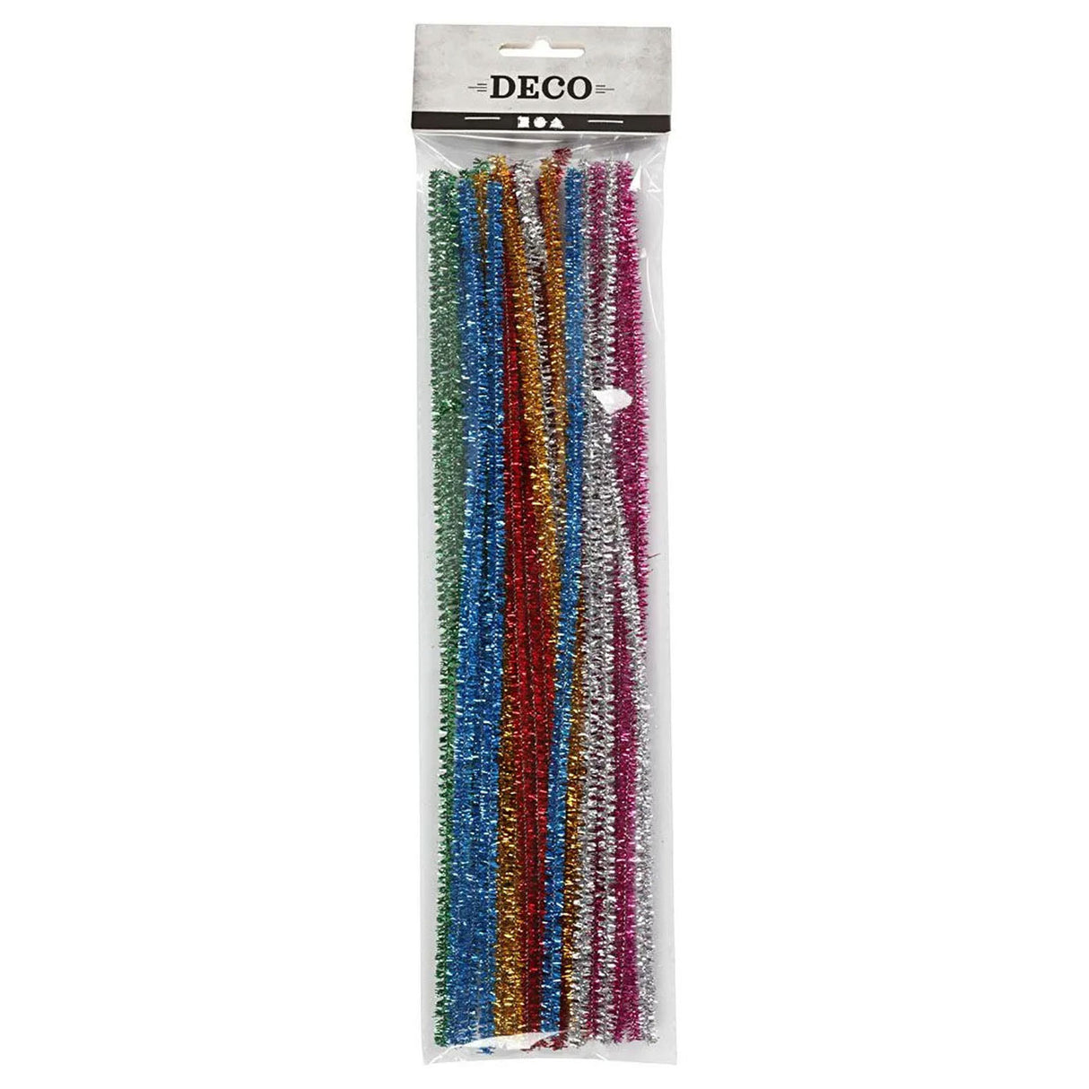 Creativ firma chenilletråd stærke farver glitter 30cm, 24 stk.