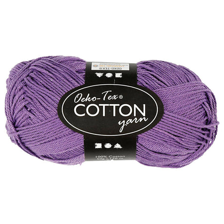 Creativ firma bomuldsgarn, lilla, 50gr, 170m