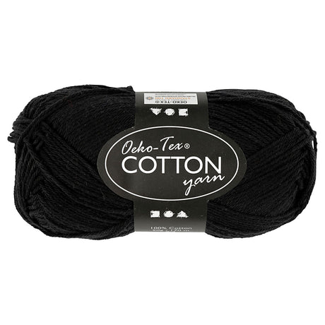 Creativ firma bomuldsgarn, sort, 50gr, 170m