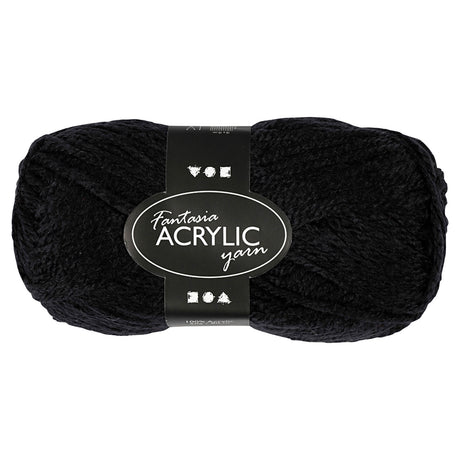 Creativ company akrylgarn, sort, 50gr, 80m