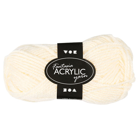 Creativ company akrylgarn, råhvid, 50gr, 80m