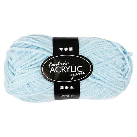 Creativ company akrylgarn, lyseblå, 50gr, 80m